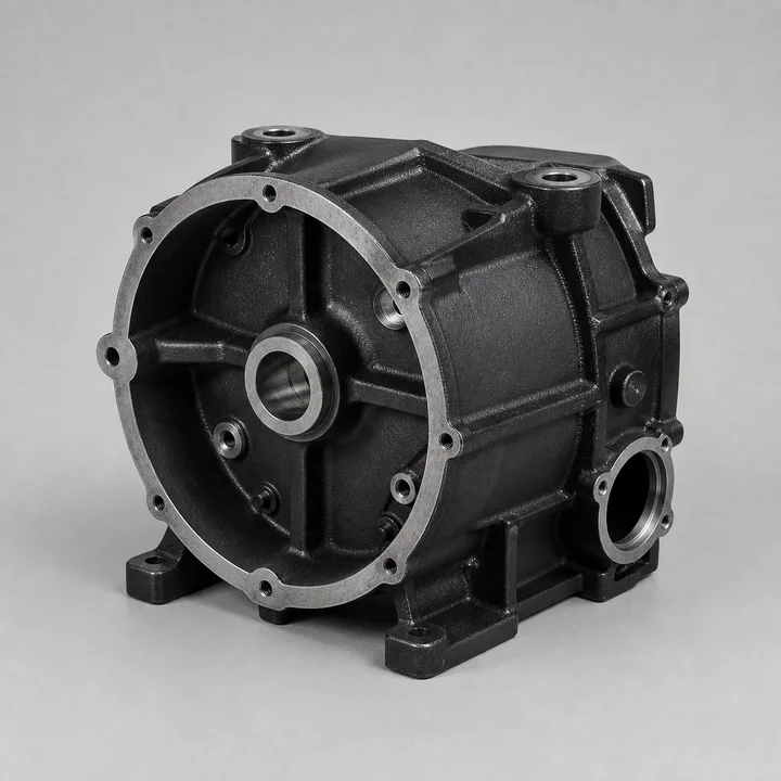 Die-cast motor housing in A380 aluminum, catalog product photograph