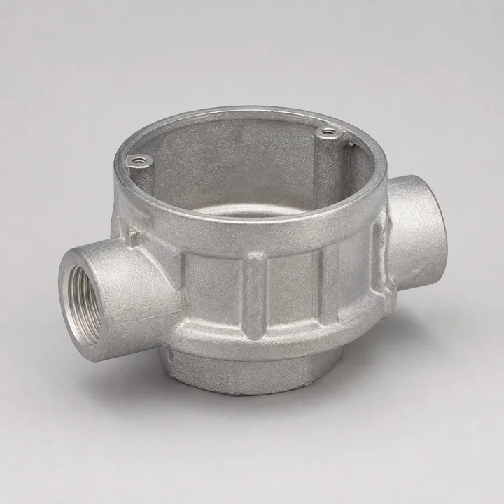 Electrical conduit hub in A360 aluminum, catalog product photograph