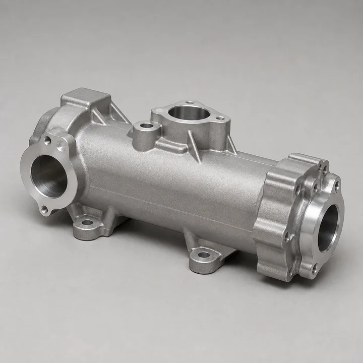 Heat exchanger end tank in A356-T6 aluminum, catalog product photograph