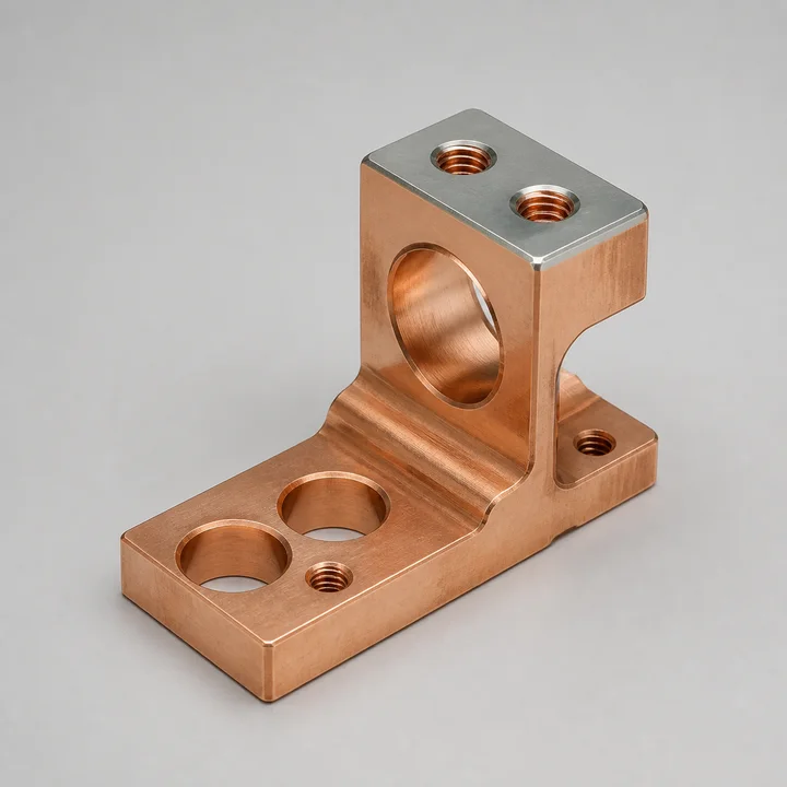 Copper busbar terminal in C110 copper, catalog product photograph