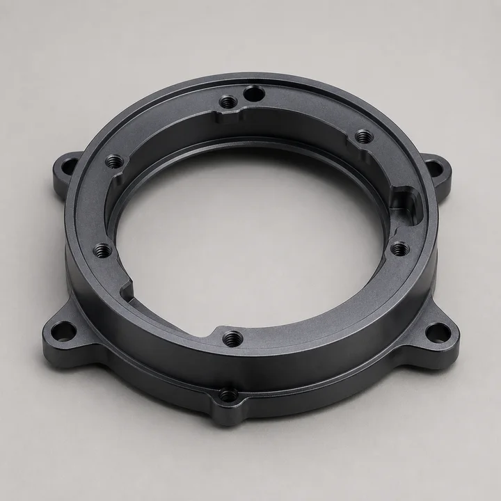 Instrument bezel in 6061-T6 aluminum, catalog product photograph