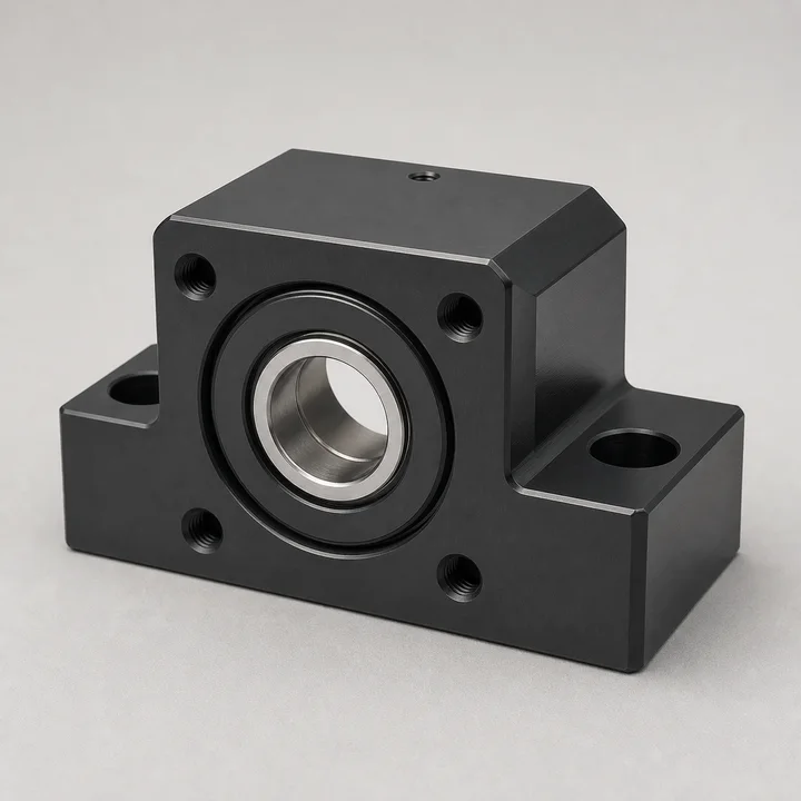 Lead-screw bearing block in 6061-T6 aluminum, catalog product photograph