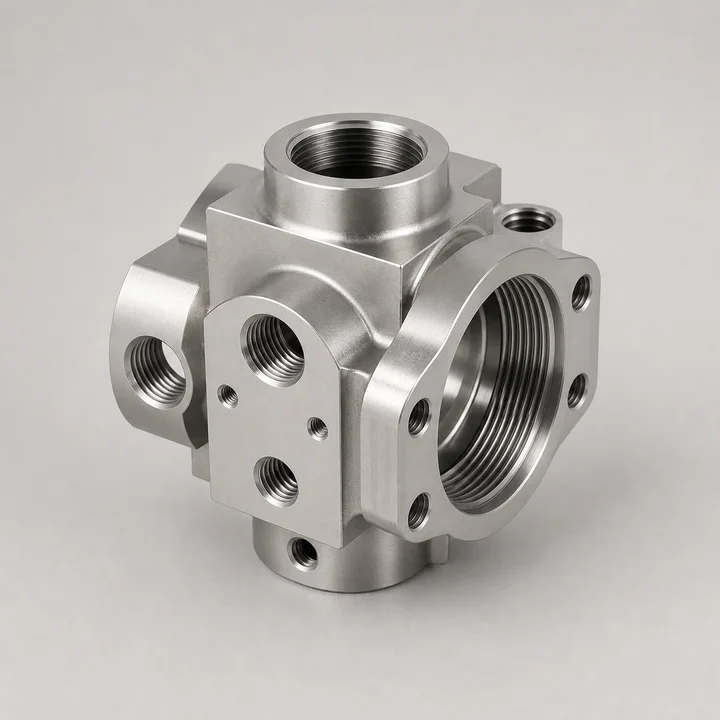 Stainless valve body in 316L stainless, catalog product photograph