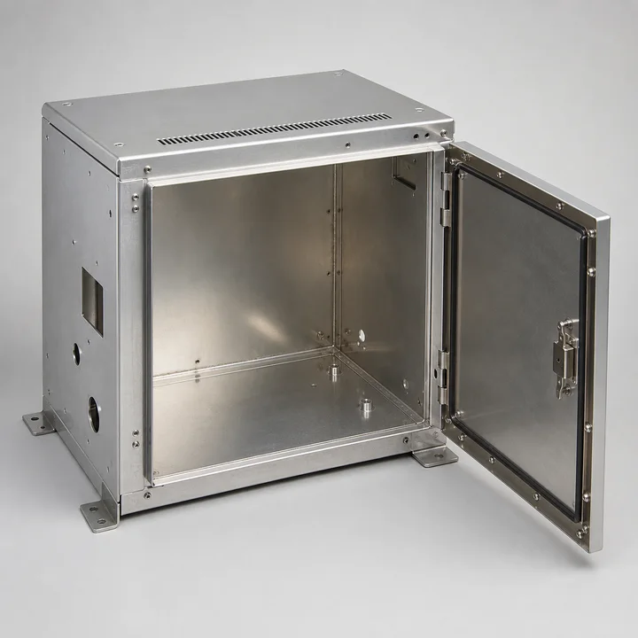 EMI-shielded electronics box in 1.0mm 5052-H32 aluminum, catalog product photograph