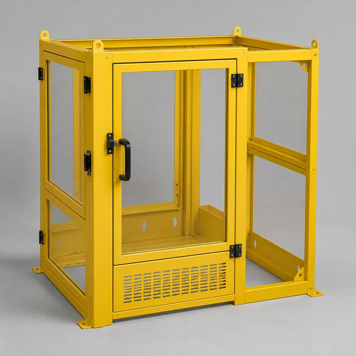 Machine safety guard panel in 14ga CRS with polycarbonate insert, catalog product photograph