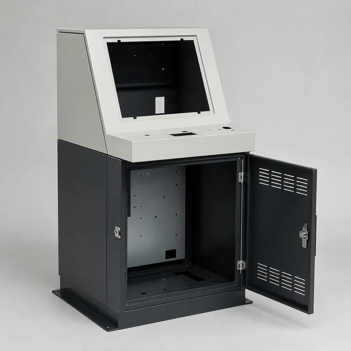 Operator console pedestal in 14ga CRS, catalog product photograph
