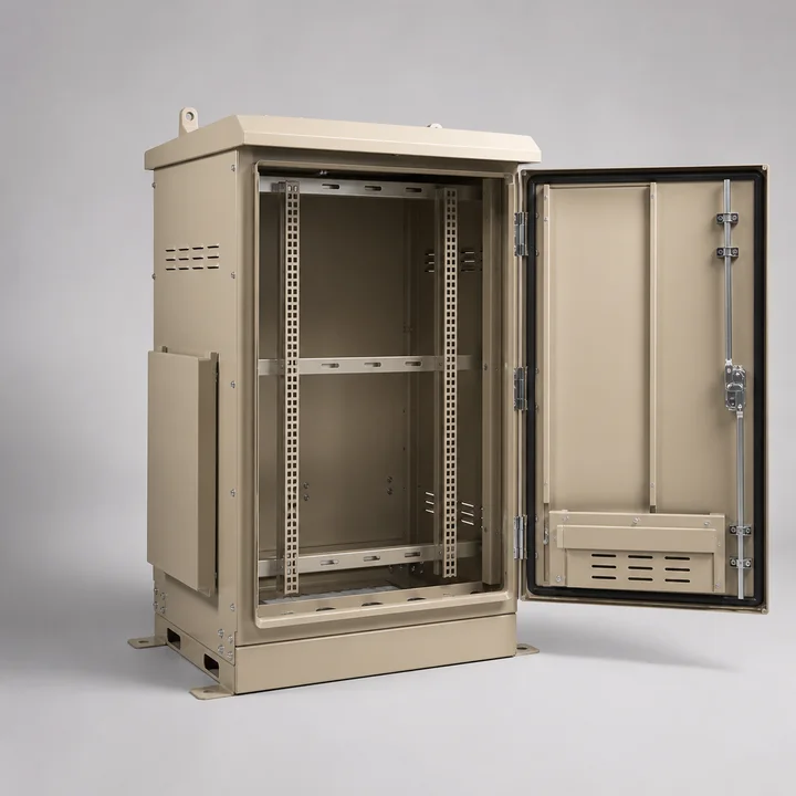Outdoor telecom cabinet in 14ga 5052-H32 aluminum, catalog product photograph
