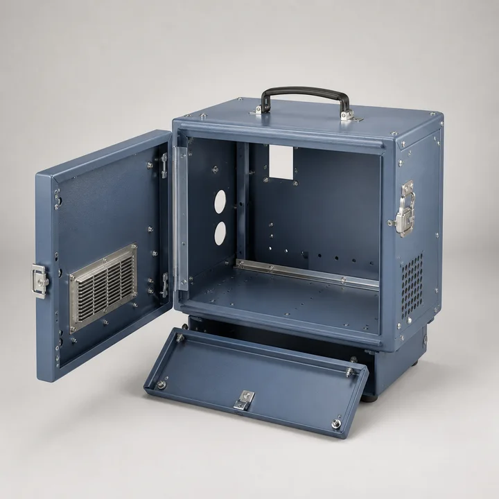 Portable analyzer case in 1.5mm 5052-H32 aluminum, catalog product photograph