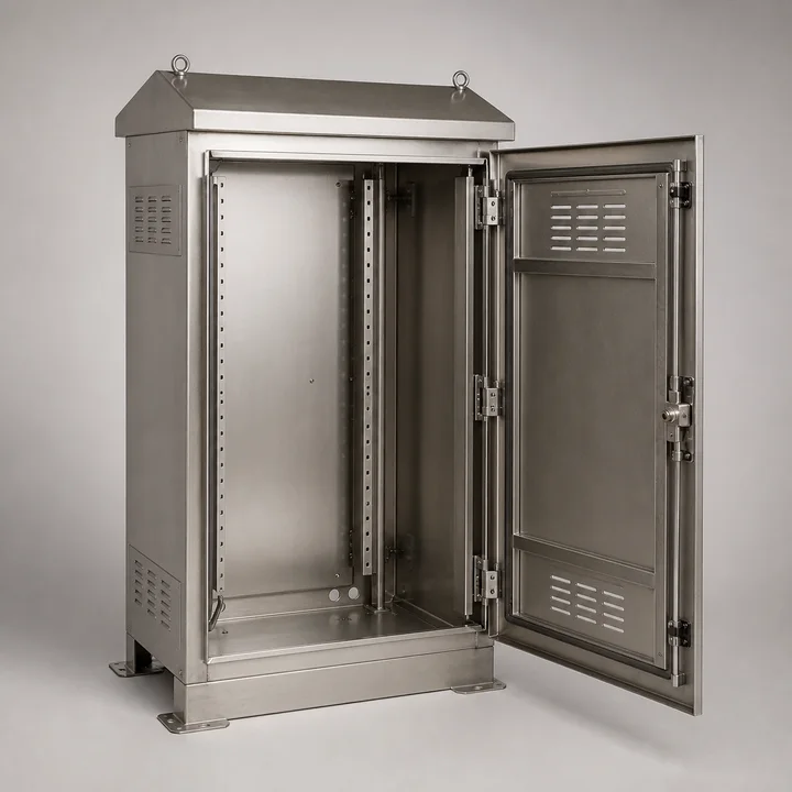 Railway signal cabinet in 12ga 304 stainless, catalog product photograph