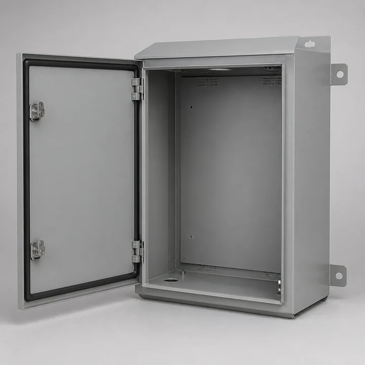 Wall-mount control enclosure in 16ga 5052-H32 aluminum, catalog product photograph