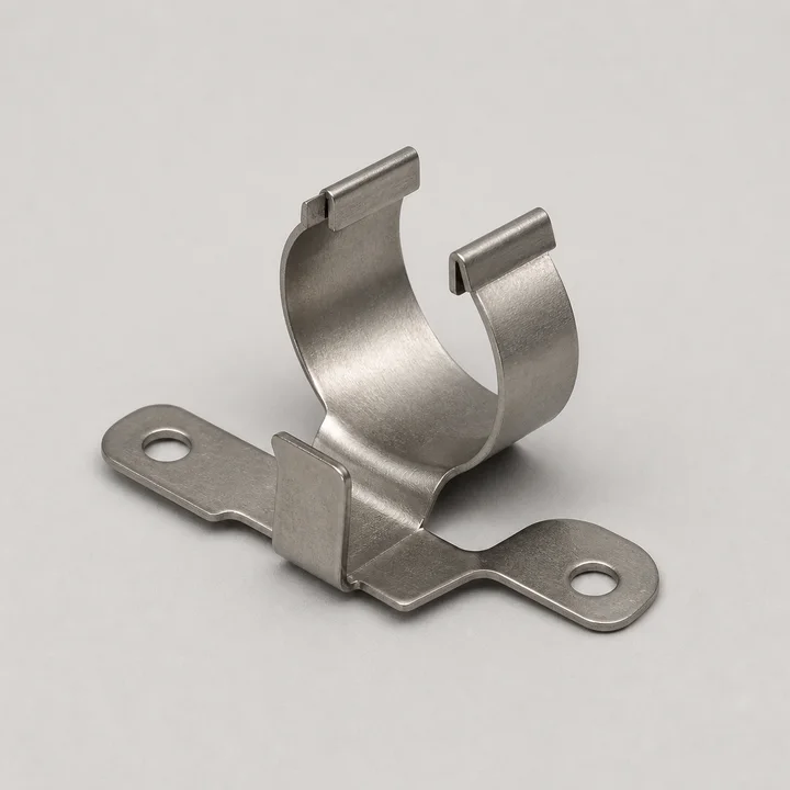 Cable retention clip in 0.8mm 301 stainless, catalog product photograph