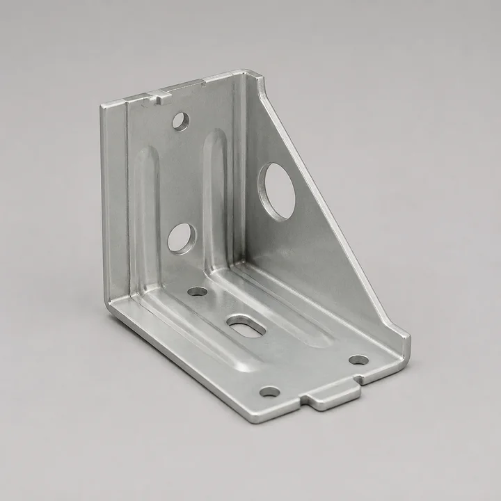 Chassis corner gusset in 2.5mm 5052-H32 aluminum, catalog product photograph