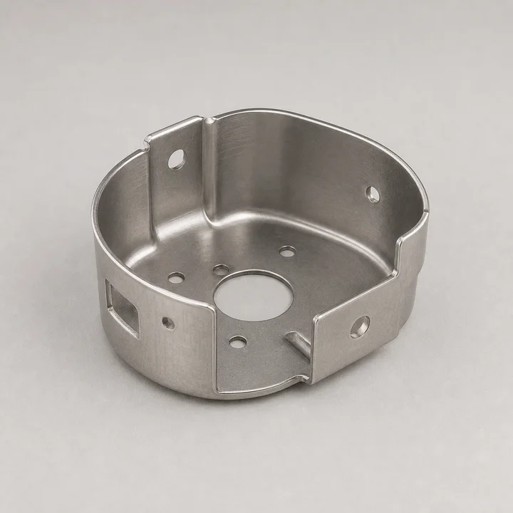 Deep-drawn sensor cup in 0.9mm 304 stainless, catalog product photograph