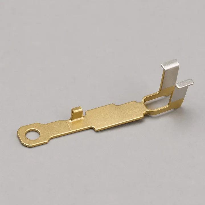 Electrical contact blade in 0.6mm C260 brass, catalog product photograph
