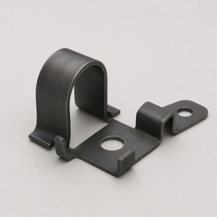 Hose routing clip in 1.2mm 1050 spring steel, catalog product photograph