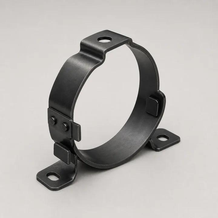Motor endbell clamp in 2.5mm 1010 steel, catalog product photograph
