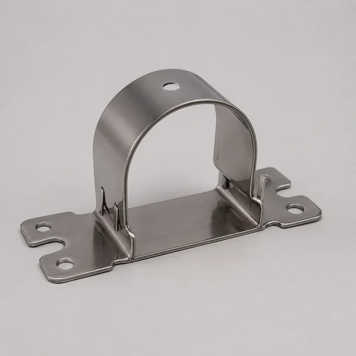 Pipe saddle clamp in 2.0mm 316 stainless, catalog product photograph