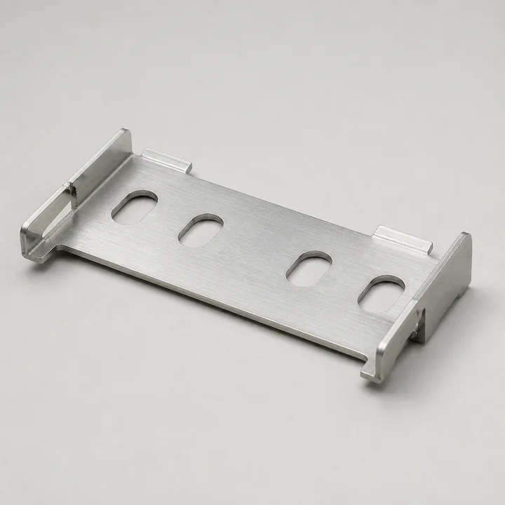 Solar rail splice plate in 2.0mm 5052-H32 aluminum, catalog product photograph